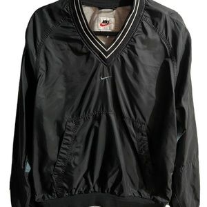 Vintage 90s Nike Center Swoosh Pullover Windbreaker-Black with Stripe Size Large